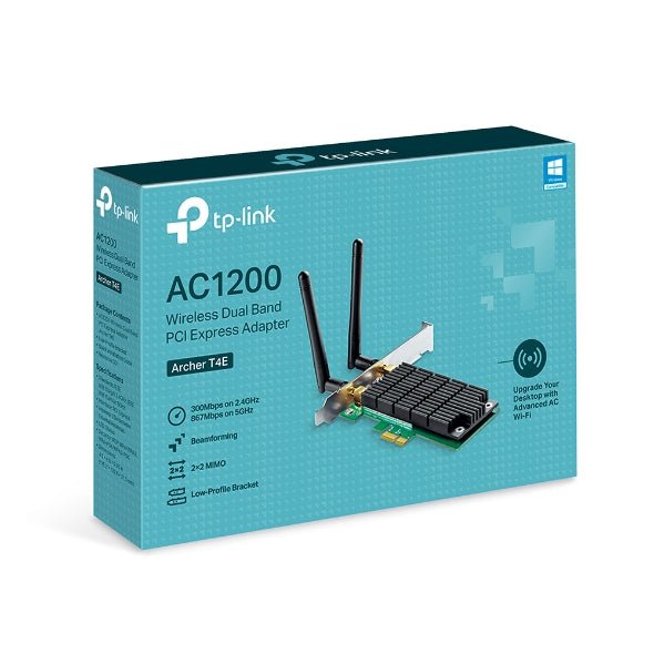 TP - Link Archer T4E AC1200 Wireless Dual Band PCIe Adapter, 867Mbps @ 5Ghz, 300Mbps @ 2.4Ghz - CCTV Guru