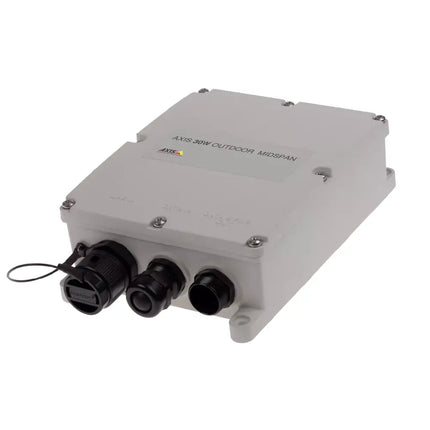 AXIS 30 W Outdoor Midspan robust IP66 weather-proof enclosure front view showing power input seal.