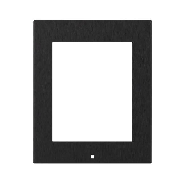 Front view of the AXIS 2N 9155021B single-module surface mount intercom frame in a sleek matte black finish.