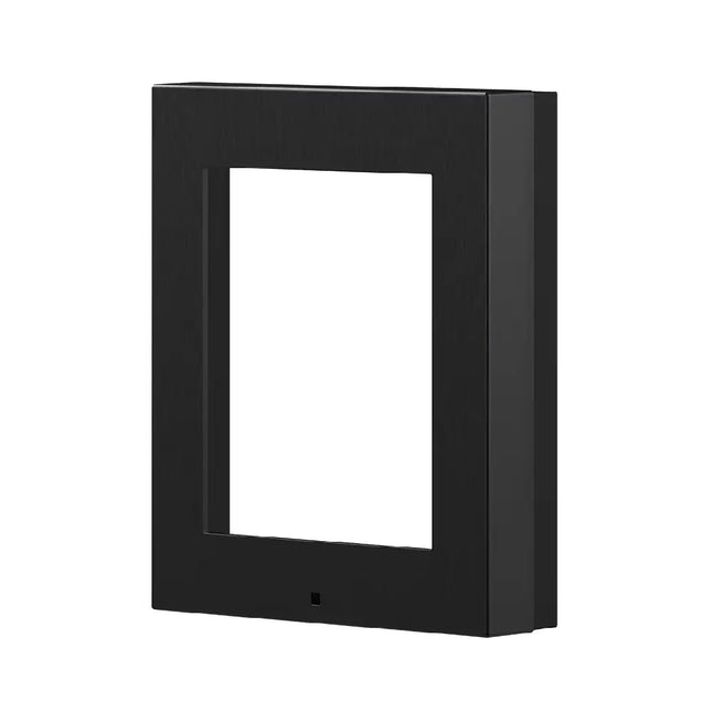 Close-up technical application of the AXIS 9155021B surface mount modular frame installed on a commercial entry wall.