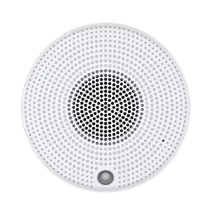 AXIS C1410 Mk II Network Speaker front view featuring clean white compact design and integrated PIR motion sensor.