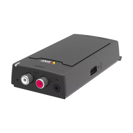 Close up of RCA and 3.5mm audio ports on AXIS C8110 Network Bridge