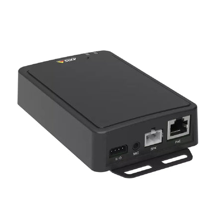 AXIS C8210 network audio amplifier mounted compactly behind a passive wall speaker for smart IP conversion.