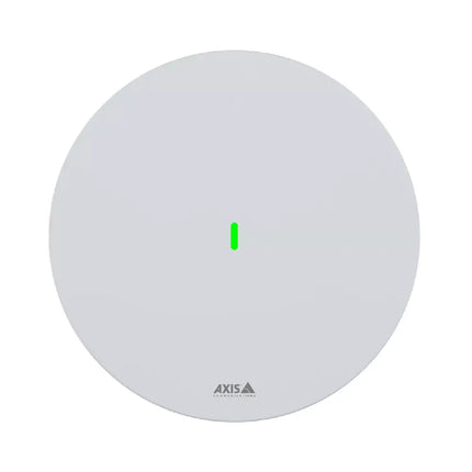 Front view of the AXIS D6210 Air Quality Sensor featuring its sleek, low-profile white indoor chassis.