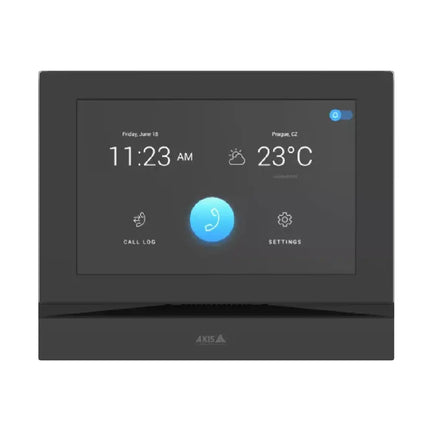 Front view of the AXIS I5304 premium network answering unit showing the vibrant 7-inch capacitive touchscreen interface display.