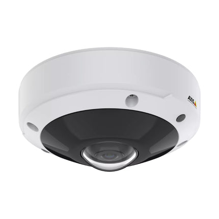 Low-profile side view of the AXIS M3077-PLVE panoramic camera installed flush against a surface
