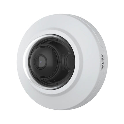 AXIS M3085-V fixed mini dome camera flush-mounted on an indoor office ceiling for subtle, low-profile monitoring.