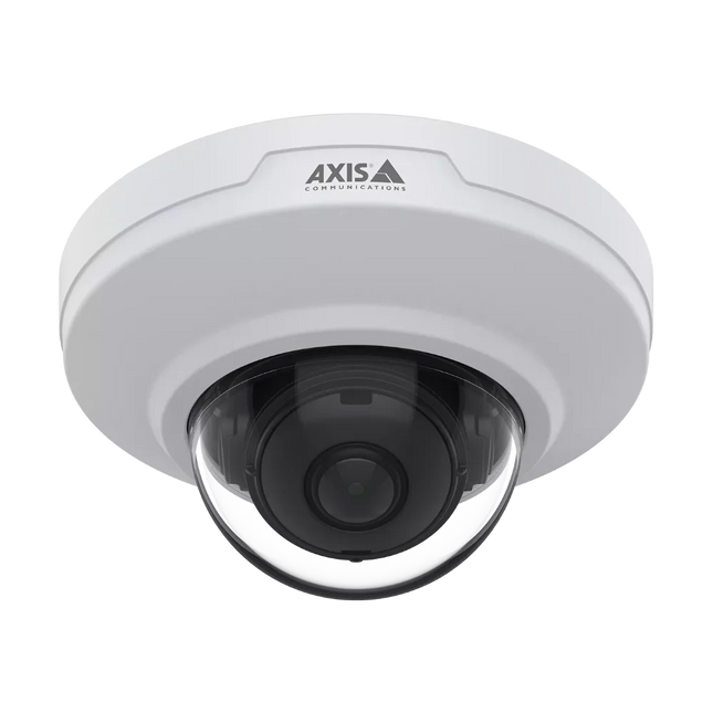 AXIS M3086-V (02374-001) 4MP indoor mini dome camera with a compact, discreet white casing and 130-degree wide-angle lens.