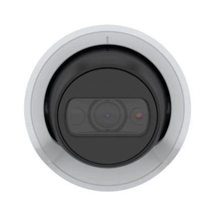 AXIS M3115-LVE 1080p mini dome camera mounted on an exterior wall above a doorway providing discreet wide-angle night vision monitoring