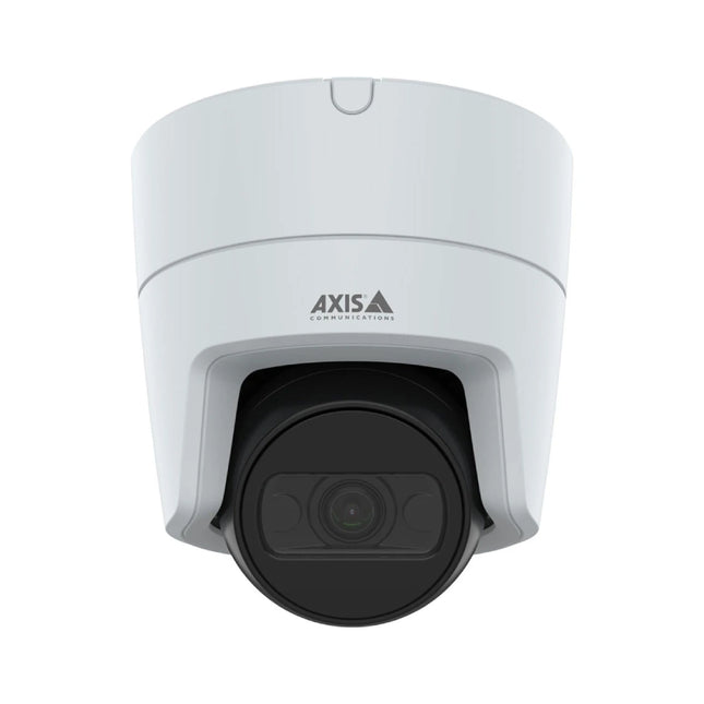 AXIS M3116-LVE 4MP outdoor-ready flat-faced mini dome IP network security camera in white.