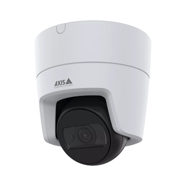 Front view of the black Axis M3125-LVE 2MP outdoor AI turret camera showing the lens housing and flat-faced design.