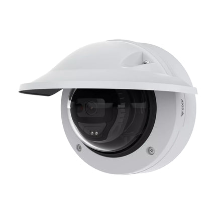 Rear base of the AXIS M3216-LVE camera showing IP66 weather-sealed cable gasket, Ethernet PoE connection, and microSD slot