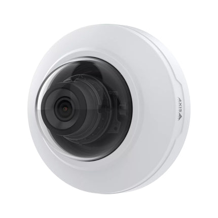Angled side profile of the AXIS M4218-V camera highlighting its compact, vandal-resistant IK08-rated housing.