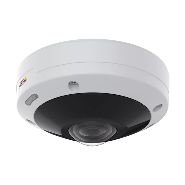 AXIS M4308-PLE 12MP outdoor panoramic dome camera displaying its rugged white weather shield and central 360-degree fisheye lens.