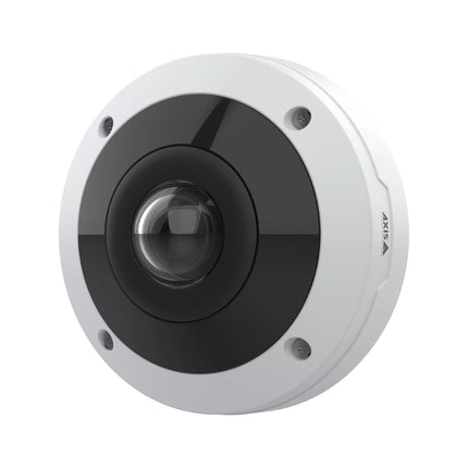 Close-up shot of the AXIS M4317-PLVE showing its low-profile lens bubble and integrated high-efficiency 360-degree infrared LEDs.
