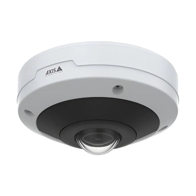 AXIS M4318-PLVE 12MP outdoor 360-degree panoramic mini dome IP security camera in white.