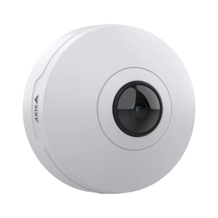 The AXIS M4327-P 6MP camera installed on an office ceiling, providing total 360-degree coverage without blind spots.
