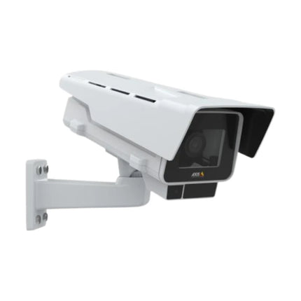 Rear perspective view of the AXIS P1378-LE camera showing the NEMA 4X and IP66 weather-sealed housing with cable management wall mount