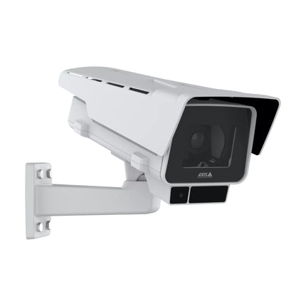 Close-up of the AXIS P1388-LE showing the intelligent i-CS varifocal lens system for automatic focal calibration.