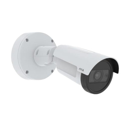 Front close-up view of the AXIS P1465-LE 2.9mm lens housing displaying the integrated OptimizedIR night vision LEDs and sensor array