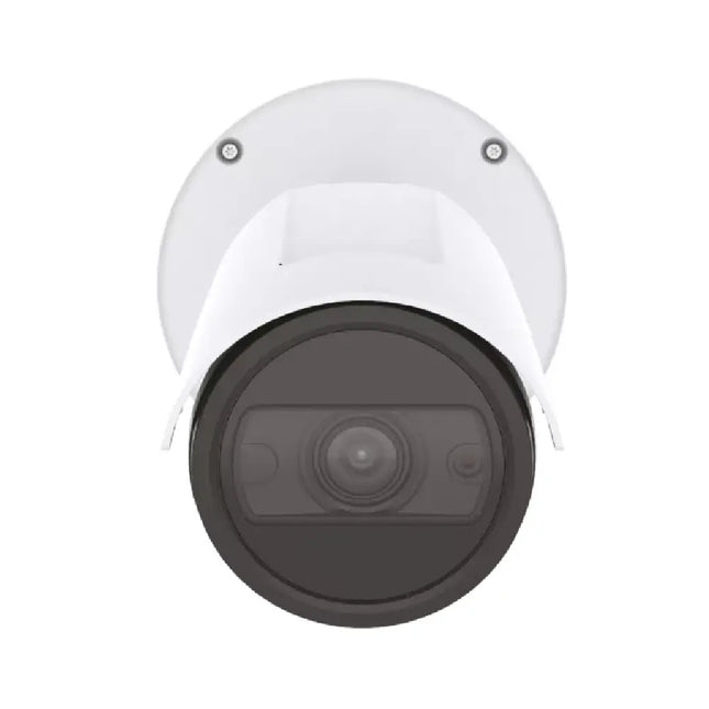Front view of the AXIS P1465-LE-3 2MP outdoor bullet network camera with integrated OptimizedIR shield.