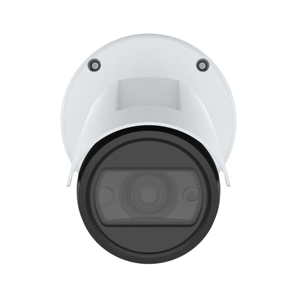 Close-up view of the AXIS P1465-LE-3 telephoto varifocal lens and integrated OptimizedIR night vision LEDs.