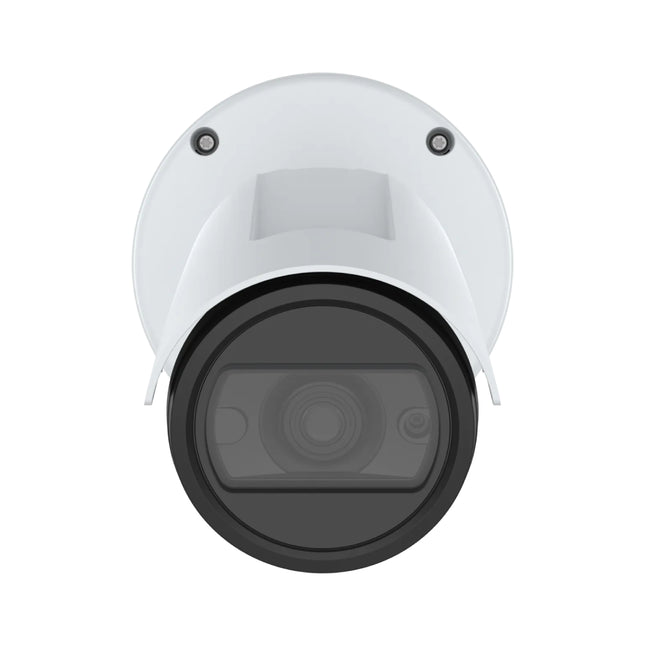 Close-up view of the AXIS P1465-LE-3 telephoto varifocal lens and integrated OptimizedIR night vision LEDs.