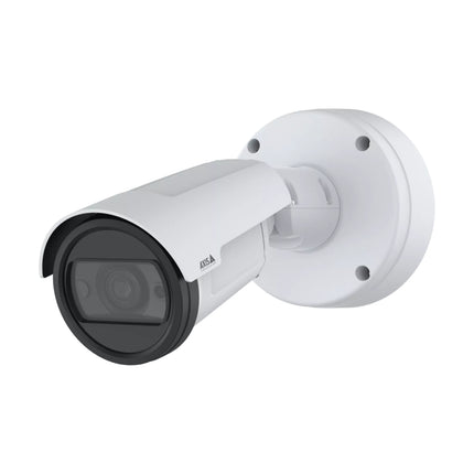 Front view of AXIS P1485-LE 2MP outdoor-ready bullet camera with weather shield.