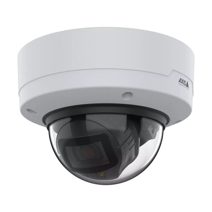 Front perspective of the AXIS P3275-LV indoor dome camera with its integrated high-efficiency OptimizedIR LED array.