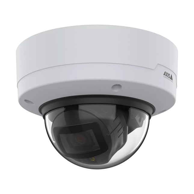 Front perspective of the AXIS P3275-LV indoor dome camera with its integrated high-efficiency OptimizedIR LED array.