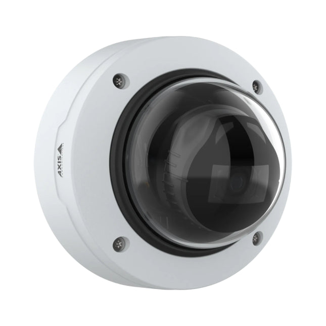 Installation view of the AXIS P3275-V dome camera mounted flush to an office ceiling, blending seamlessly into a modern commercial environment.