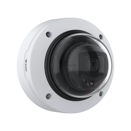 AXIS P3277-LV 5MP indoor dome camera with ARTPEC-9 chip and white IK10 housing.
