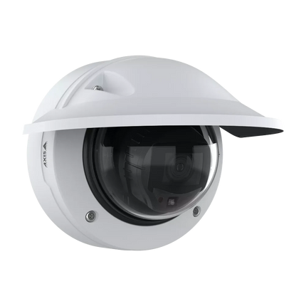 AXIS P3287-LVE 4K 8MP outdoor security camera with weather shield and IK10 vandal-resistant casing.