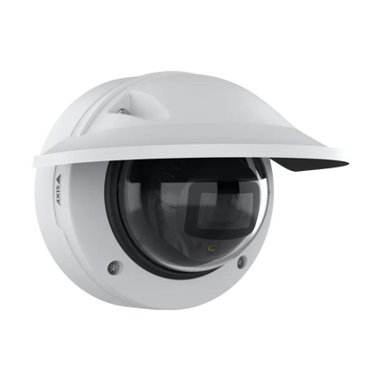 AXIS P3288-LVE 8MP 4K outdoor AI dome camera with integrated weather shield and vandal-resistant IK10 housing.