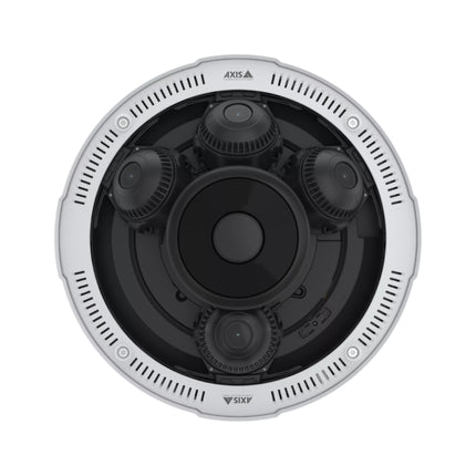 Close-up view of the four individually repositionable 2MP varifocal camera heads inside the AXIS P3735-PLE dome.