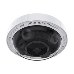 AXIS P3737-PLE 20MP outdoor multidirectional camera showing its robust white housing and four adjustable lens modules behind a smoked dome.