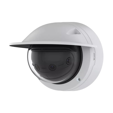 Close-up view of the internal four-sensor lens array inside the AXIS P3827-PVE designed for seamless 180-degree panoramic coverage