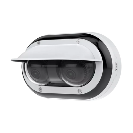 AXIS P4708-PLVE dual 8MP panoramic camera with white housing and weather shield