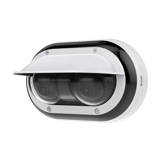 AXIS P4708-PLVE dual 8MP panoramic camera with white housing and weather shield