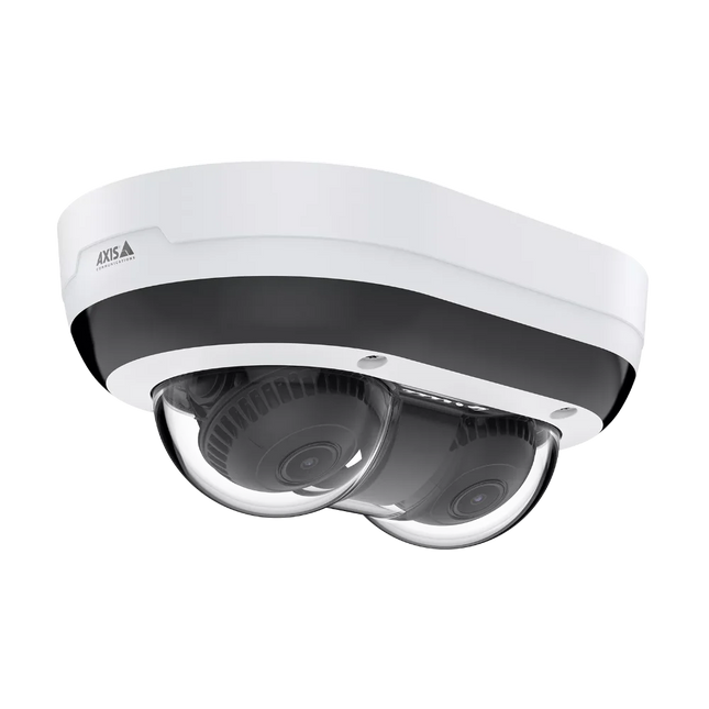 AXIS P4708-PLVE showing two adjustable varifocal camera heads and infrared illuminators