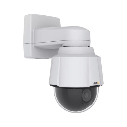 Close-up view of the structural seals and hard shell design on the AXIS P5655-E camera demonstrating its IP66 and NEMA 4X elemental security ratings.