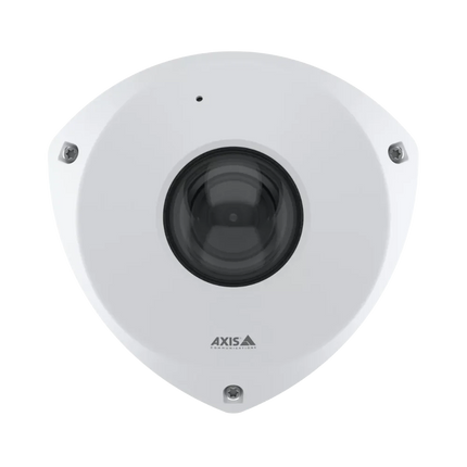 AXIS P9117-PV (02864-001) 6MP indoor corner-mount camera in a white, vandal-resistant IK10 housing designed for elevator and stairwell security.