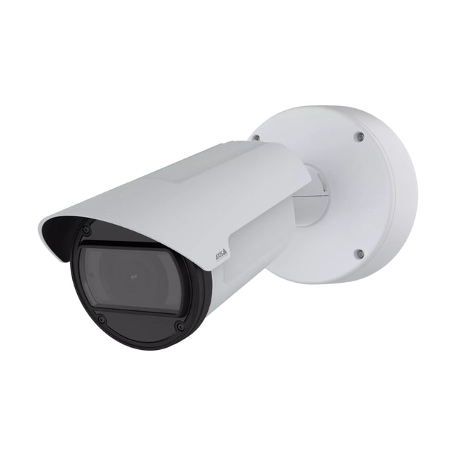 AXIS Q1805-LE 2MP outdoor AI bullet network camera with 32x optical zoom and protective sunshield.
