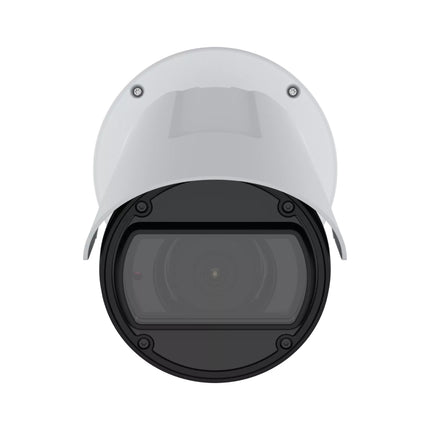 Front view of AXIS Q1805-LE illustrating the built-in, long-range OptimizedIR LEDs designed for night vision up to 100 meters.