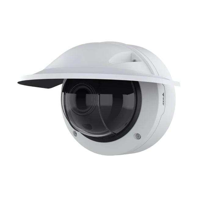 Close-up view of the AXIS Q3546-LVE IR-shielded dome lens and OptimizedIR illuminator.