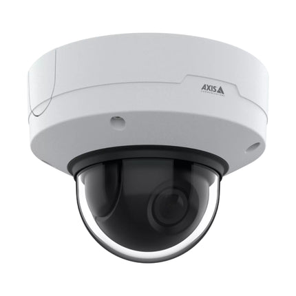 Side profile angle of the AXIS Q3626-VE camera highlighting its weather-proof IP66/IP67 and vandal-resistant IK10 housing.