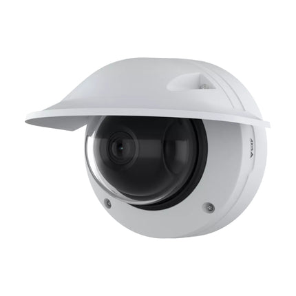 Side profile of the AXIS Q3628-VE outdoor security camera equipped with integrated weather shield and heavy-duty mounting casing

Image 4: In-Situ Outdoor Installation View