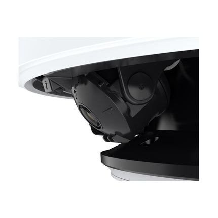AXIS Q6010-E panoramic camera installed on an exterior wall mount providing 360-degree continuous city surveillance monitoring