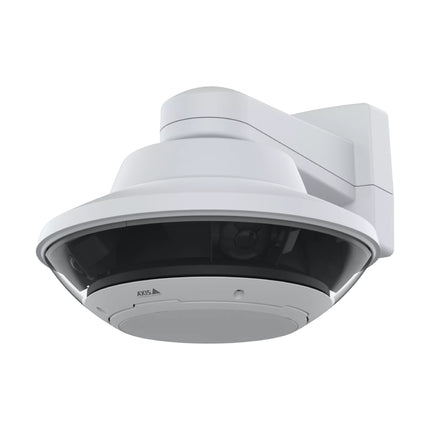 Close-up view of the AXIS Q6020-E high-speed pan-tilt-zoom lens assembly inside clear dome casing.