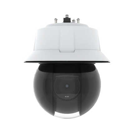AXIS Q6325-LE 2MP outdoor PTZ camera with 31x optical zoom, high-power OptimizedIR LEDs, and white aluminum vandal-resistant housing.